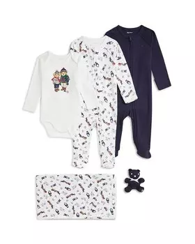 Хлопковый подарочный набор из 5 предметов Polo Ralph Lauren для мальчиков Polo Bear — для малышей, мультиколор