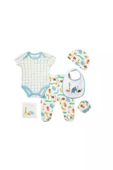 Хлопковый подарочный набор из 6 предметов с принтом «Животные джунглей» для ребенка Lily and Jack, синий