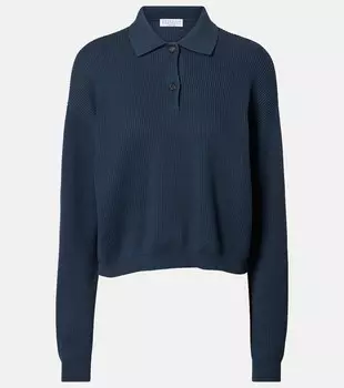 Хлопковый поло свитер Brunello Cucinelli, Blu Freddo