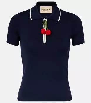 Хлопковый поло-свитер Cherryfic Valentino, Navy/Avorio