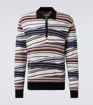 Хлопковый поло-свитер зигзаг Missoni, Multi bordeaux blue white
