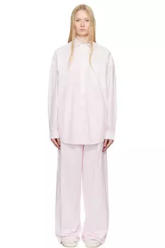 Хлопковый поплин оверсайз пижамный комплект Skims, цвет cherry blossom stripe