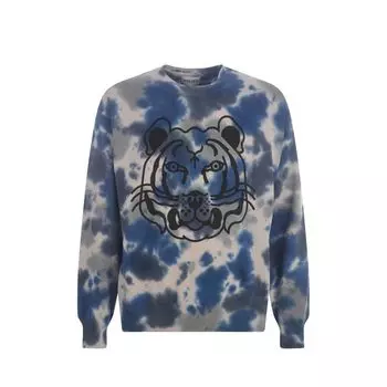 Хлопковый принтованный свитер Kenzo, серый