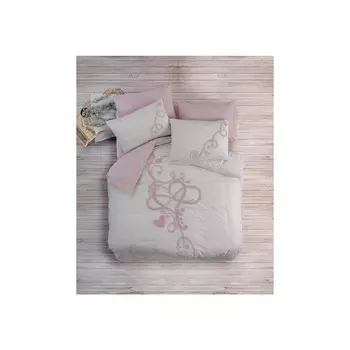 Хлопковый пуф-коробка с вышивкой Ranforce, Комплект постельного белья ко Дню матери, комплект Bellini, розовый