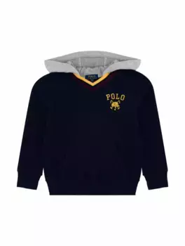 Хлопковый пуловер с капюшоном Ralph Lauren, тёмно-синий