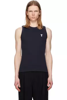 Хлопковый рибами топ ami de coeur Ami Paris, синий