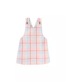 Хлопковый сарафан для девочки с квадратами KNOT, оранжевый