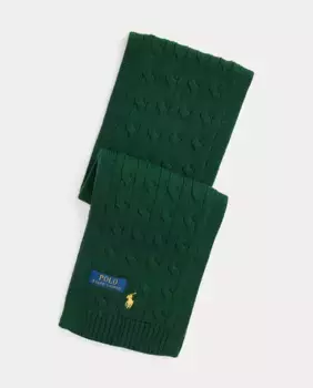 Хлопковый шарф для мальчика с вышитой лошадью Polo Ralph Lauren, зеленый