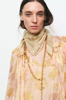 Хлопковый шарф с бусинами ZARA, песочный
