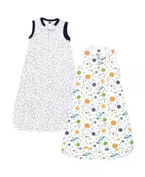 Хлопковый спальный мешок без рукавов из интерлока для маленьких мальчиков, Space Hudson Baby, синий