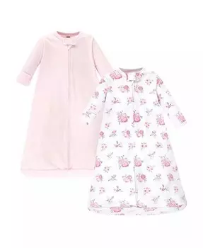 Хлопковый спальный мешок с длинными рукавами для маленьких девочек, мешок, одеяло, базовый розовый цветочный узор Hudson Baby, розовый