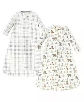 Хлопковый спальный мешок с длинными рукавами для маленьких мальчиков, мешок, одеяло, лесные животные Hudson Baby, зеленый