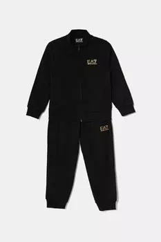 Хлопковый спортивный костюм для детей Ea7 Emporio Armani, черный