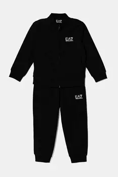 Хлопковый спортивный костюм для детей Ea7 Emporio Armani, черный