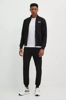 Хлопковый спортивный костюм EA7 Emporio Armani, черный