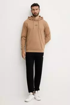 Хлопковый спортивный костюм Ea7 Emporio Armani, коричневый