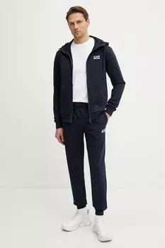 Хлопковый спортивный костюм Ea7 Emporio Armani, темно-синий