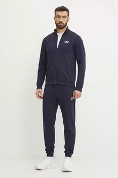 Хлопковый спортивный костюм Ea7 Emporio Armani, темно-синий