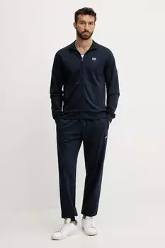 Хлопковый спортивный костюм Ea7 Emporio Armani, темно-синий