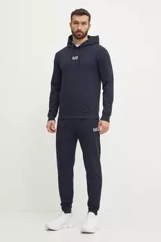 Хлопковый спортивный костюм Ea7 Emporio Armani, темно-синий