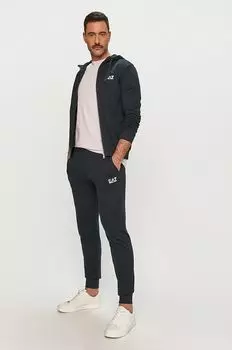 Хлопковый спортивный костюм EA7 Emporio Armani, темно-синий