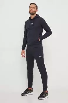 Хлопковый спортивный костюм EA7 Emporio Armani, темно-синий