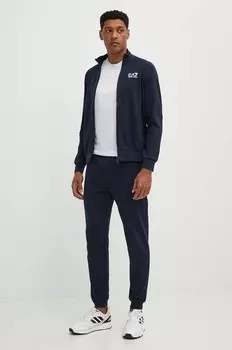 Хлопковый спортивный костюм EA7 Emporio Armani, темно-синий