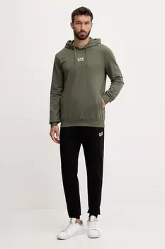 Хлопковый спортивный костюм Ea7 Emporio Armani, зеленый