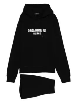Хлопковый спортивный костюм с логотипом DSQUARED2, черный