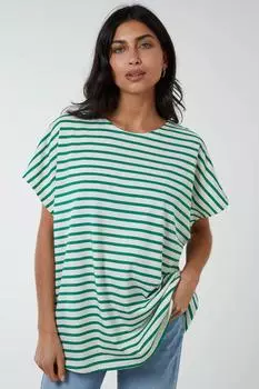 Хлопковый спортивный топ с петлями на спине и полосками на спине Blue Vanilla, зеленый