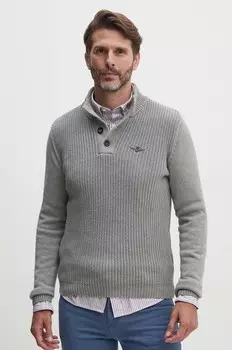 Хлопковый свитер Aeronautica Militare, серый