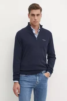 Хлопковый свитер Aeronautica Militare, темно-синий