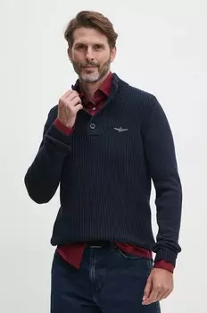 Хлопковый свитер Aeronautica Militare, темно-синий