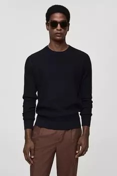 Хлопковый свитер Antigua с овальным вырезом Mango, черный