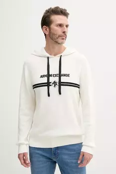 Хлопковый свитер Armani Exchange, бежевый