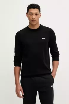 Хлопковый свитер Boss Green, черный