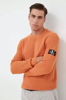 Хлопковый свитер Calvin Klein Jeans, оранжевый
