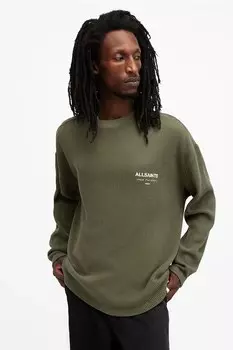 Хлопковый свитер CRYPT Allsaints, зеленый
