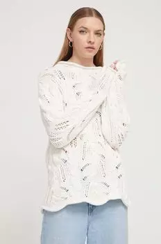 Хлопковый свитер Desigual, белый