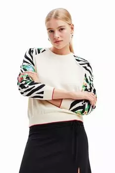 Хлопковый свитер Desigual, бежевый