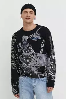 Хлопковый свитер Desigual, черный