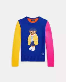 Хлопковый свитер для девочек с Polo Bear Polo Ralph Lauren, многоцветный