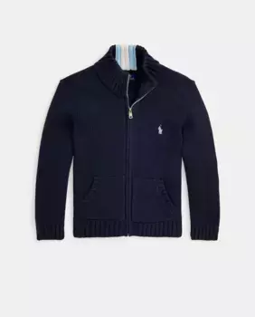 Хлопковый свитер для мальчика на молнии Polo Ralph Lauren, темно-синий