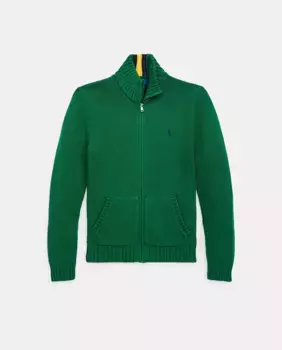 Хлопковый свитер для мальчика на молнии Polo Ralph Lauren, зеленый