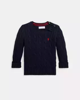 Хлопковый свитер для мальчика с завязками Polo Ralph Lauren, темно-синий
