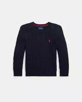 Хлопковый свитер для мальчика темно-синего цвета Polo Ralph Lauren, темно-синий