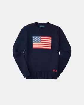 Хлопковый свитер для мальчика темно-синего цвета Polo Ralph Lauren, темно-синий