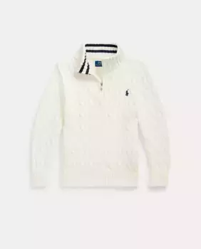 Хлопковый свитер для мальчика в вязаном виде Polo Ralph Lauren, белый