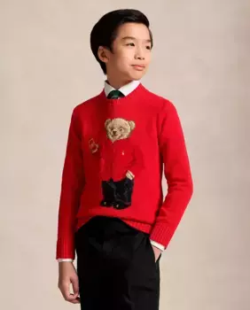 Хлопковый свитер для мальчиков с Polo Bear Polo Ralph Lauren, красный