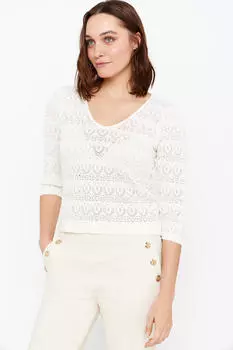 Хлопковый свитер до н. э. Cortefiel, белый